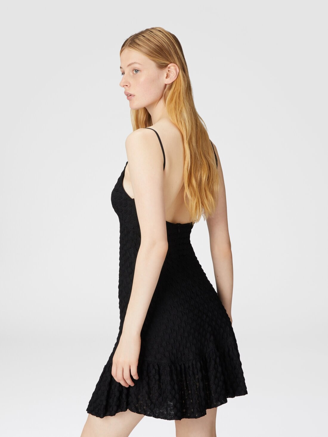 Sleeveless mini dress with lace tiered skirt - 4