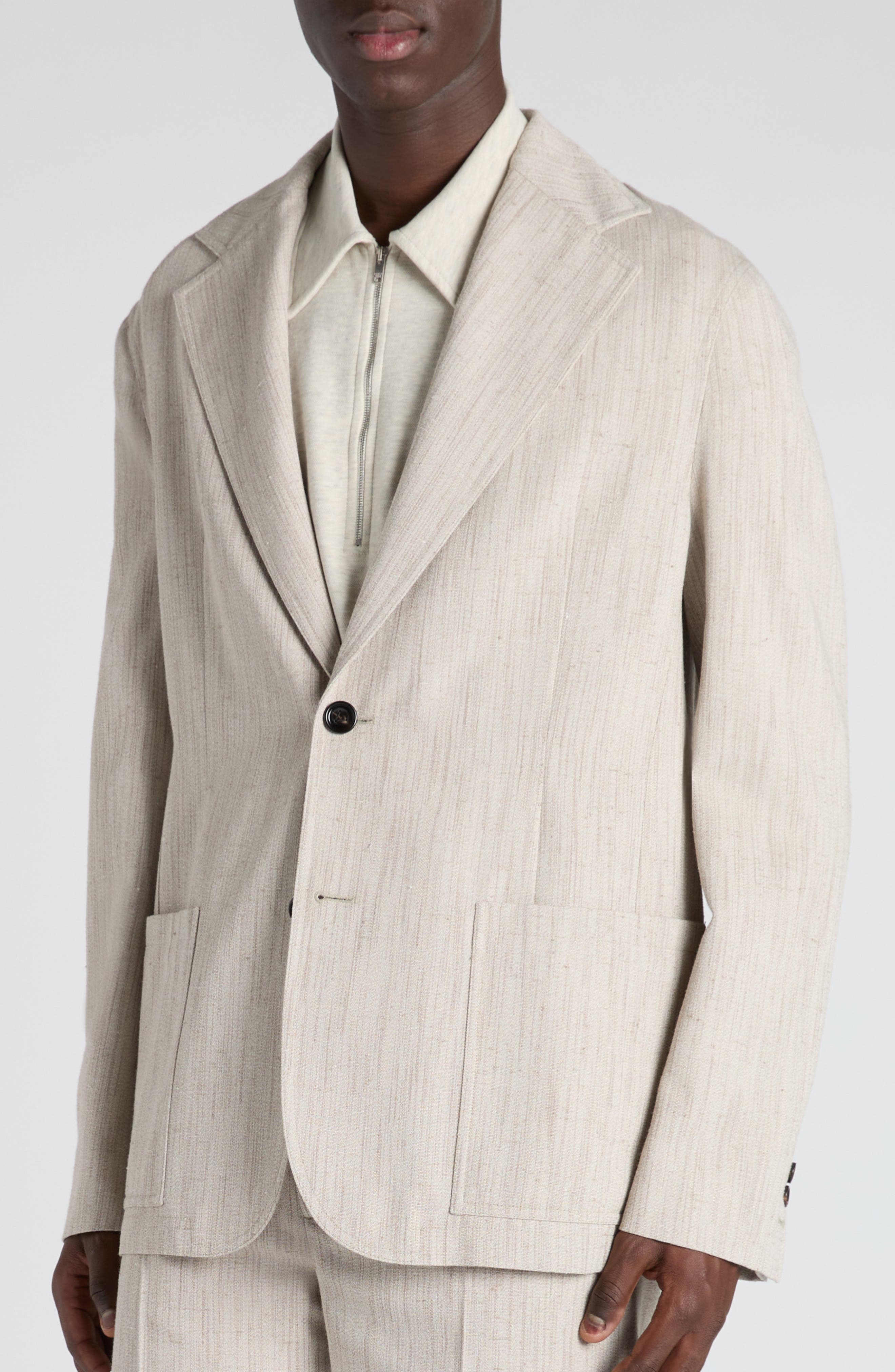 Bottega Veneta Textured Sport Coat in 2674 Grey Putty at Nordstrom - 5