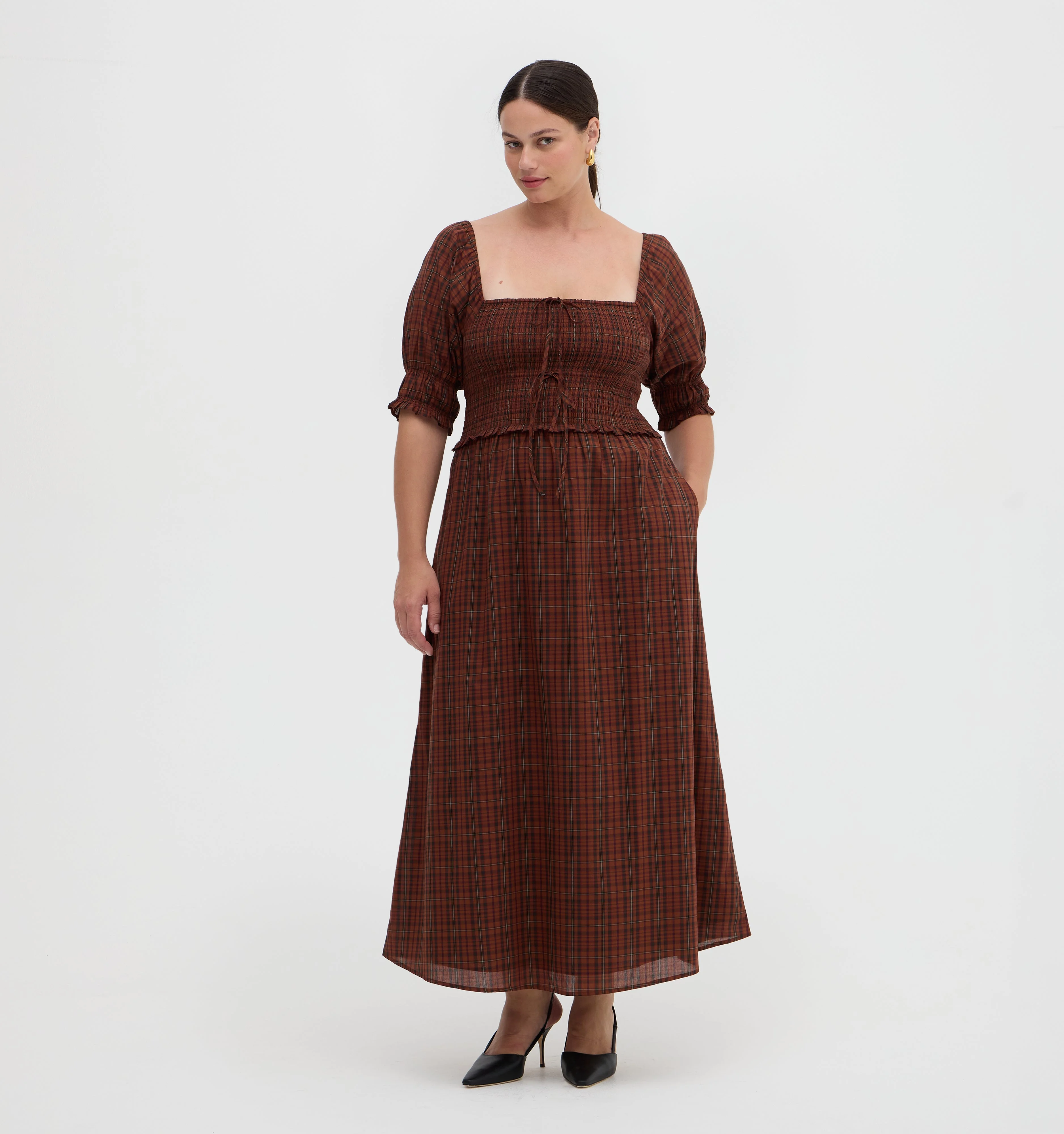 The Malene Nap Dress - Chestnut Plaid - 1