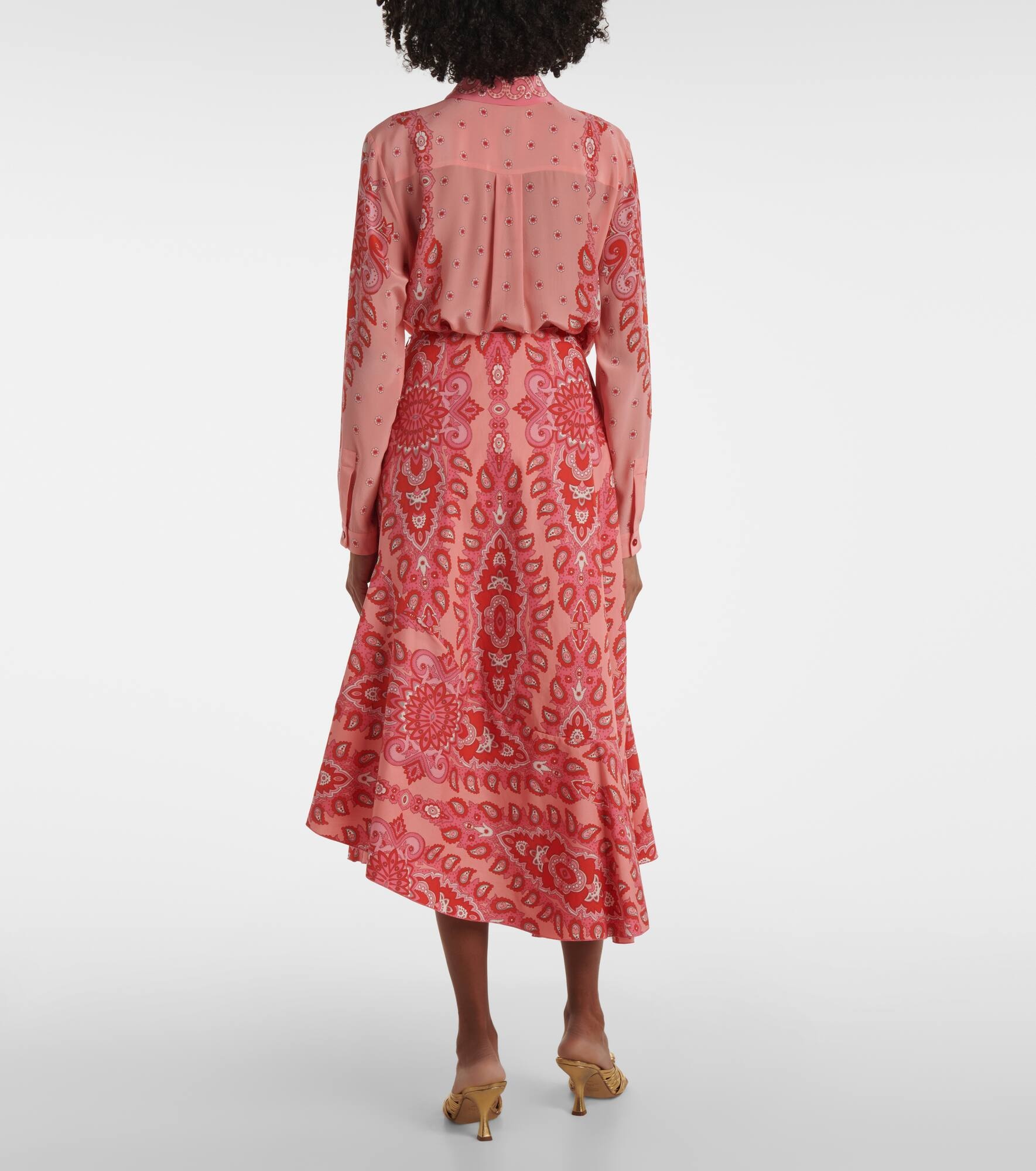 Paisley asymmetric cotton midi skirt - 3