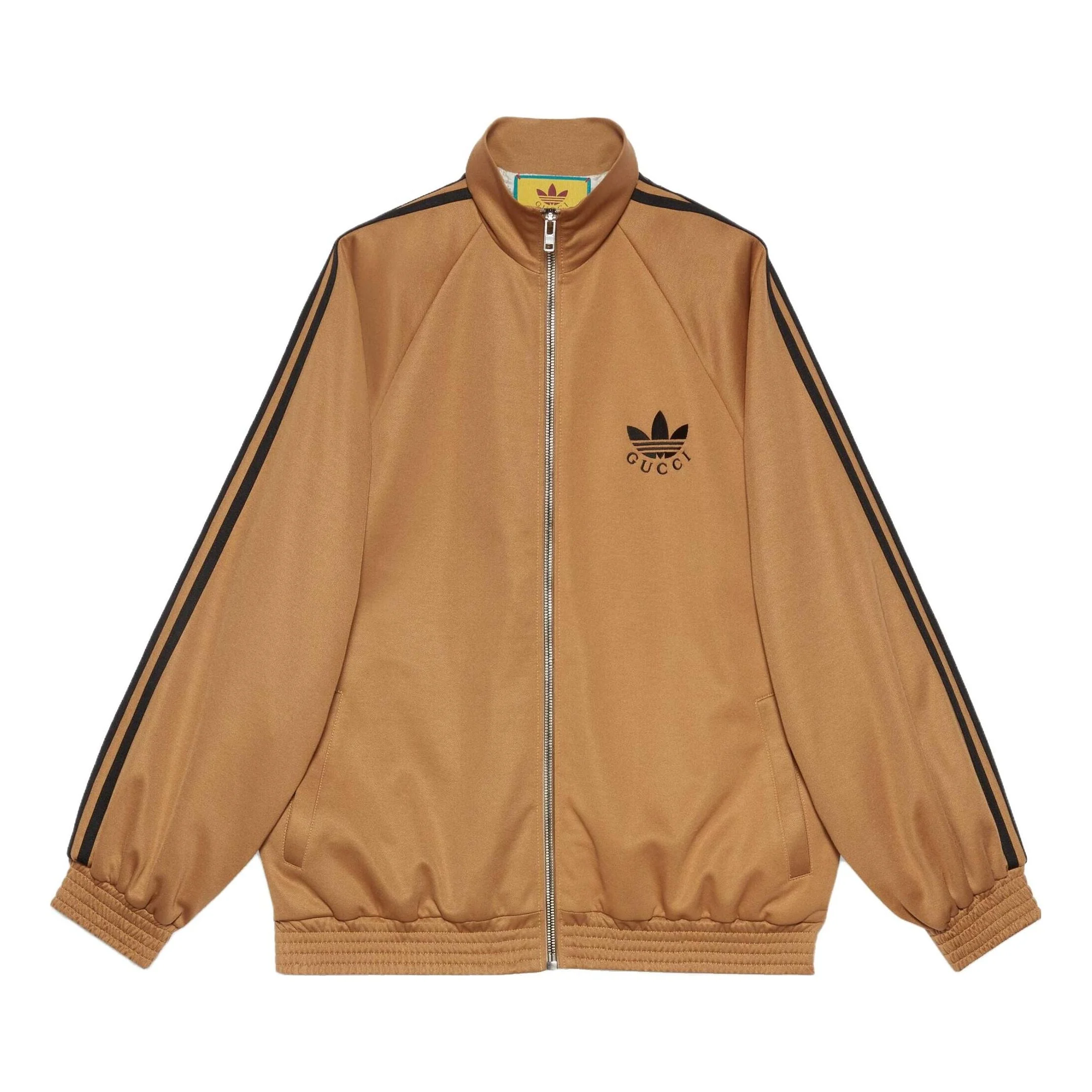 (WMNS) Gucci x adidas Cotton Jersey Zip Jacket 'Beige Black' 712952-XJEGU-2177 - 1