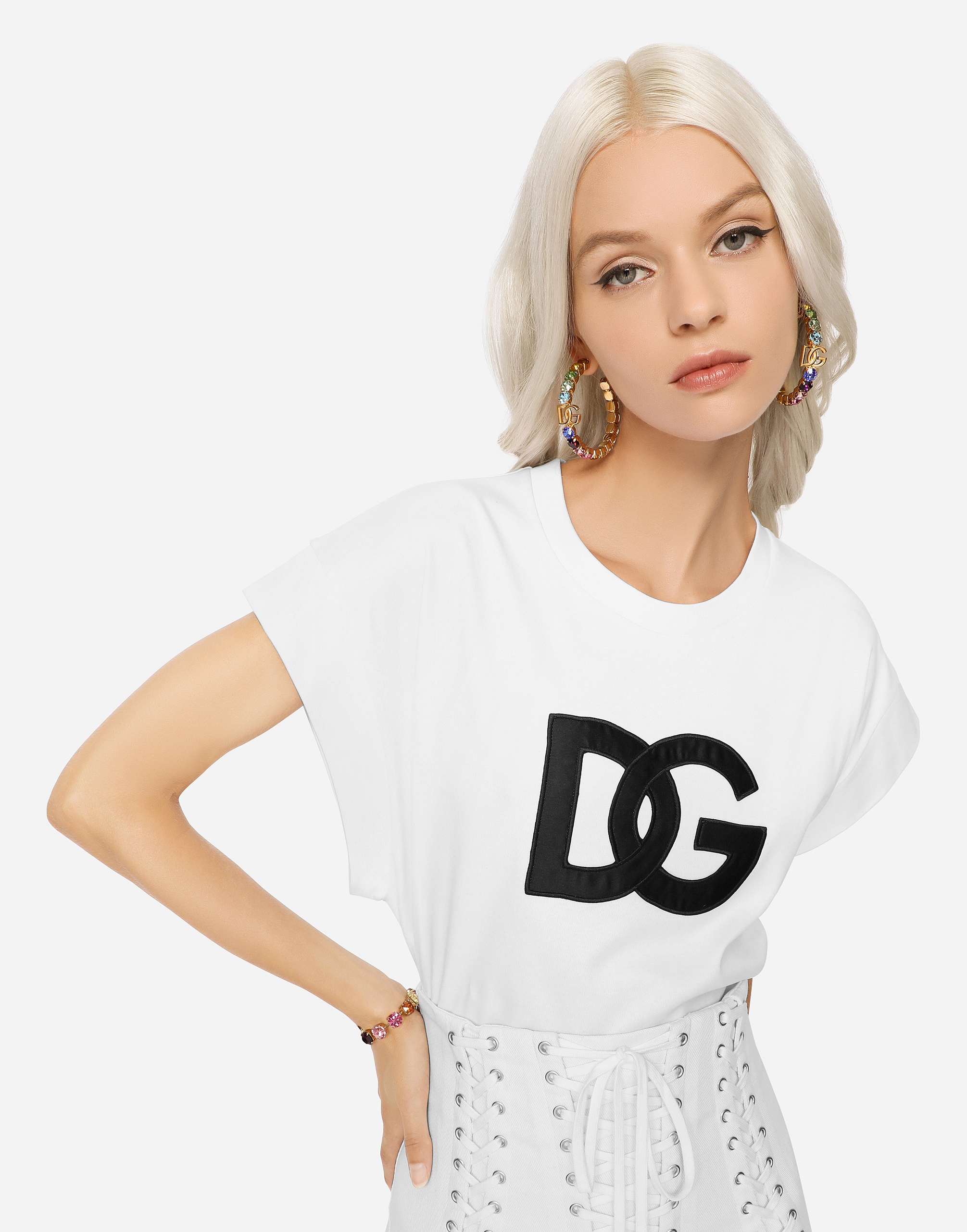 Interlock T-shirt with satin DG patch - 2
