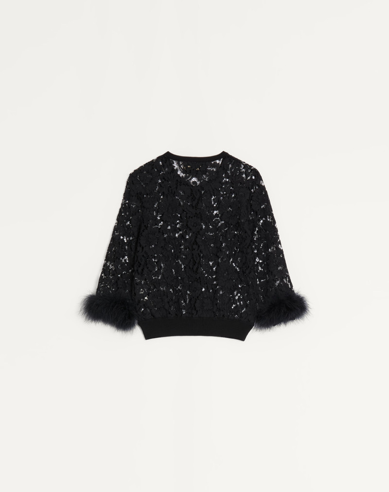 Valentino LACE AND COTTON CARDIGAN outlook