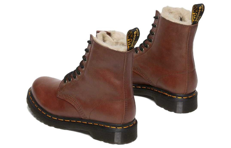 Dr. Martens (WMNS) Dr. Martens 1460 Serena Faux Fur Lined Leather Lace Up Boots 'Tan' 27782225 outlook