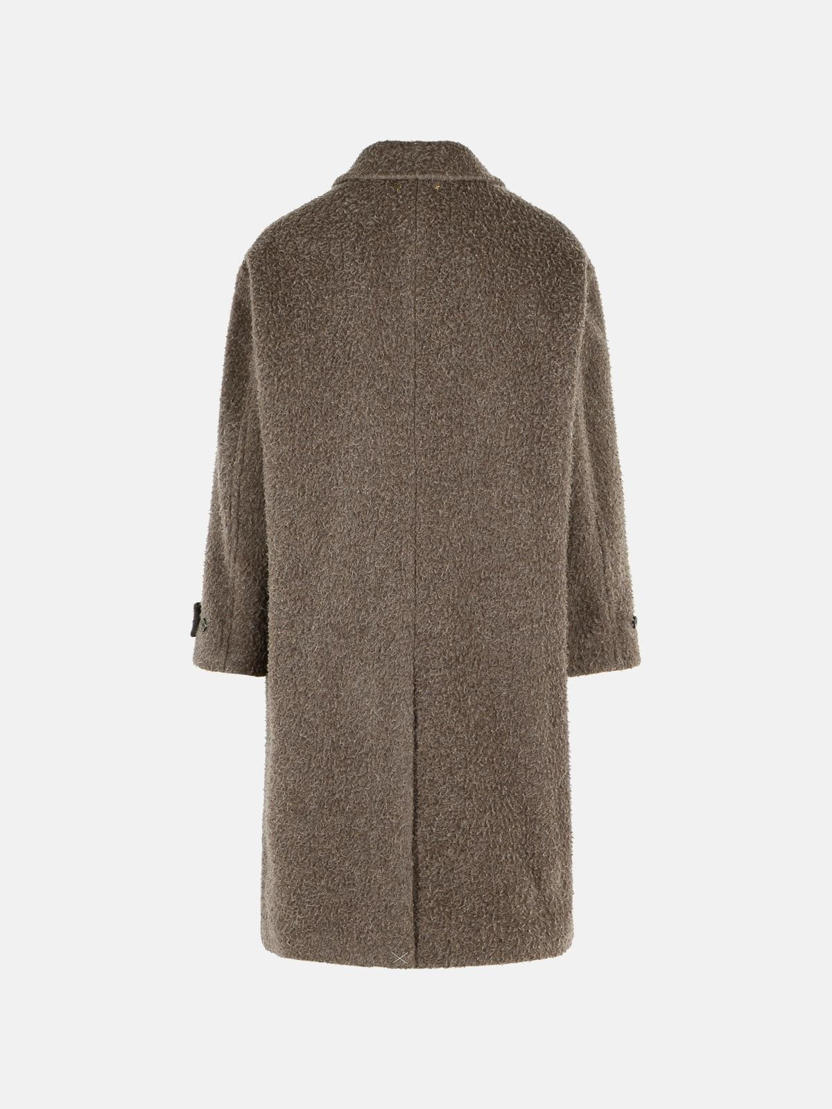 BROWN WOOL AND MOHAIR COAT - 3
