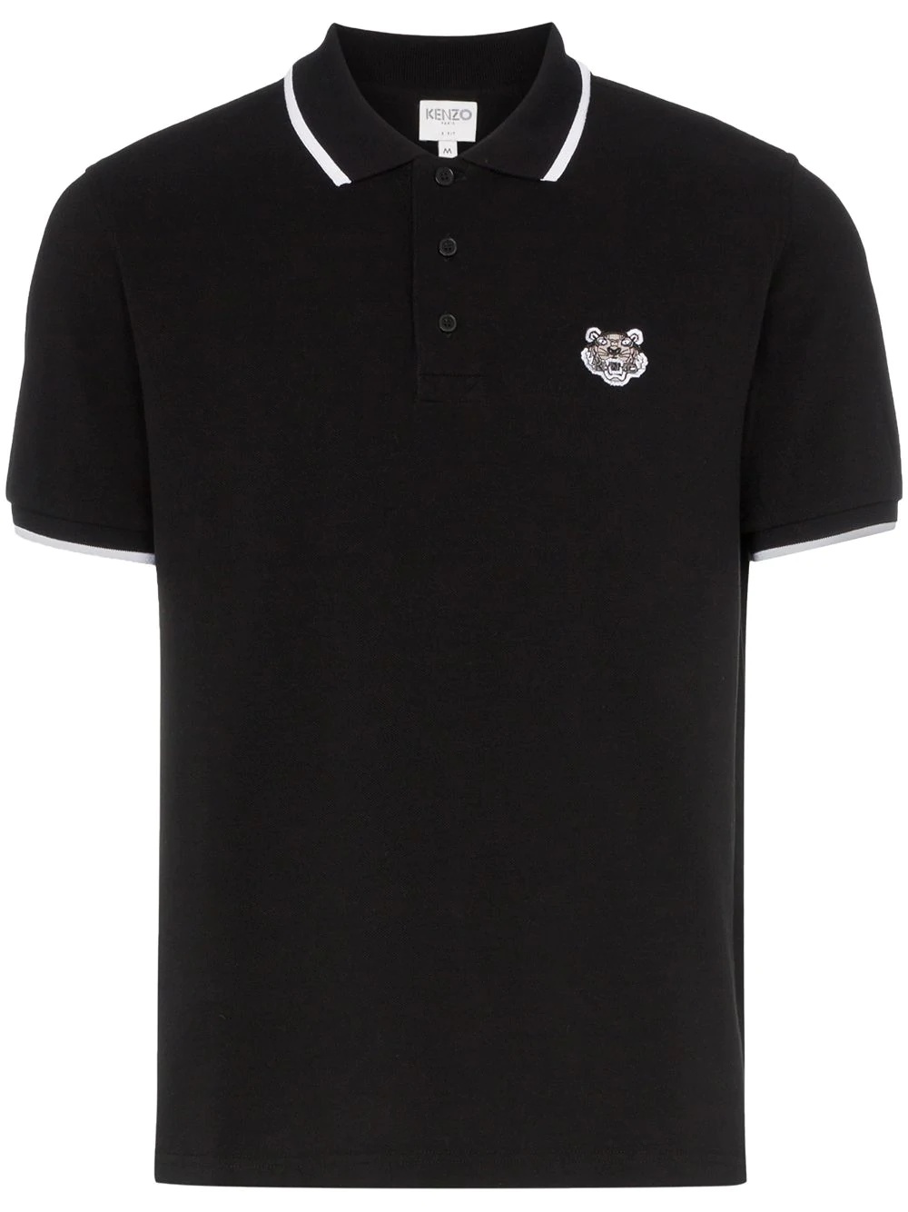 tiger-embroidered cotton polo shirt - 1