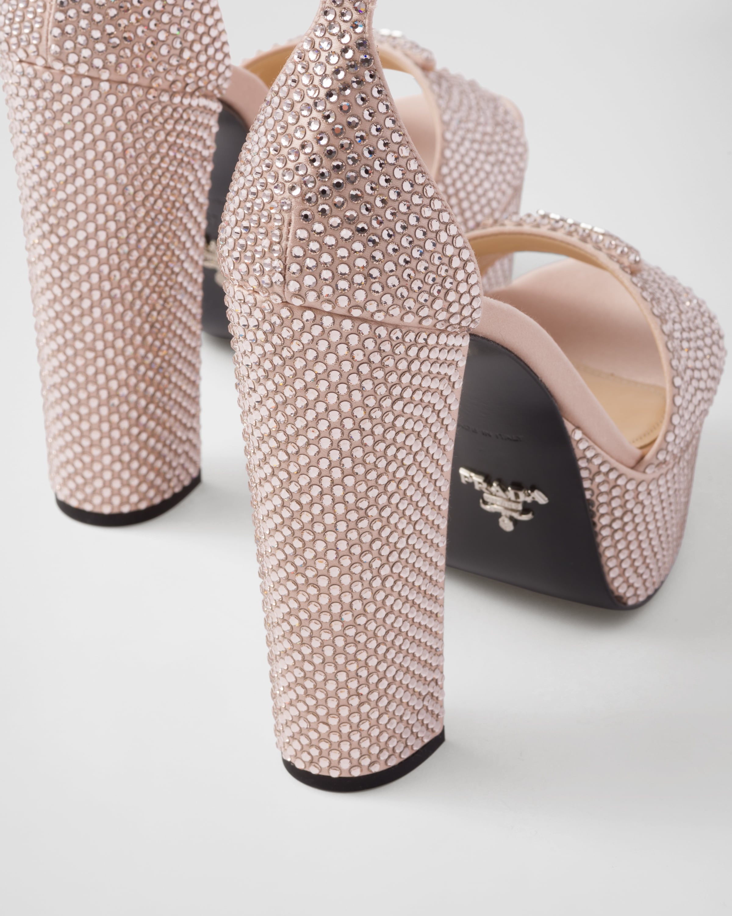 Satin platform sandals with crystals - 6