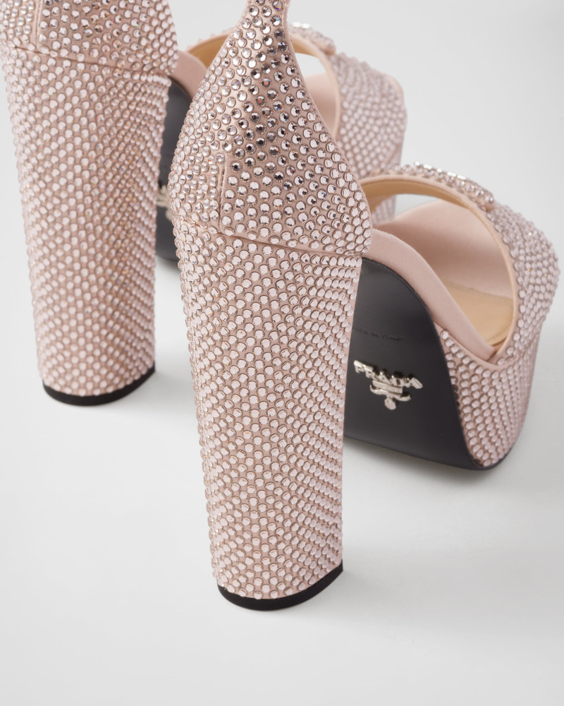 Satin platform sandals with crystals 6