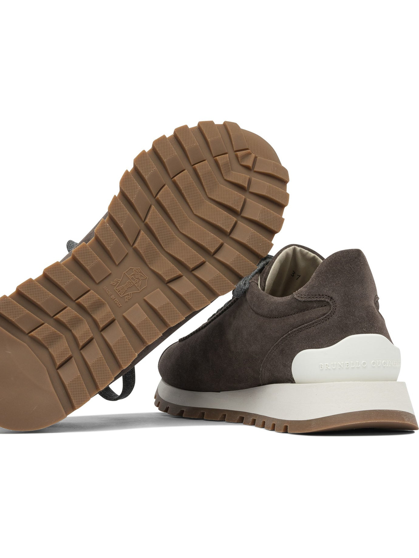 Brunello Cucinelli Suede "runners" Sneakers With Shiny Tab - 5