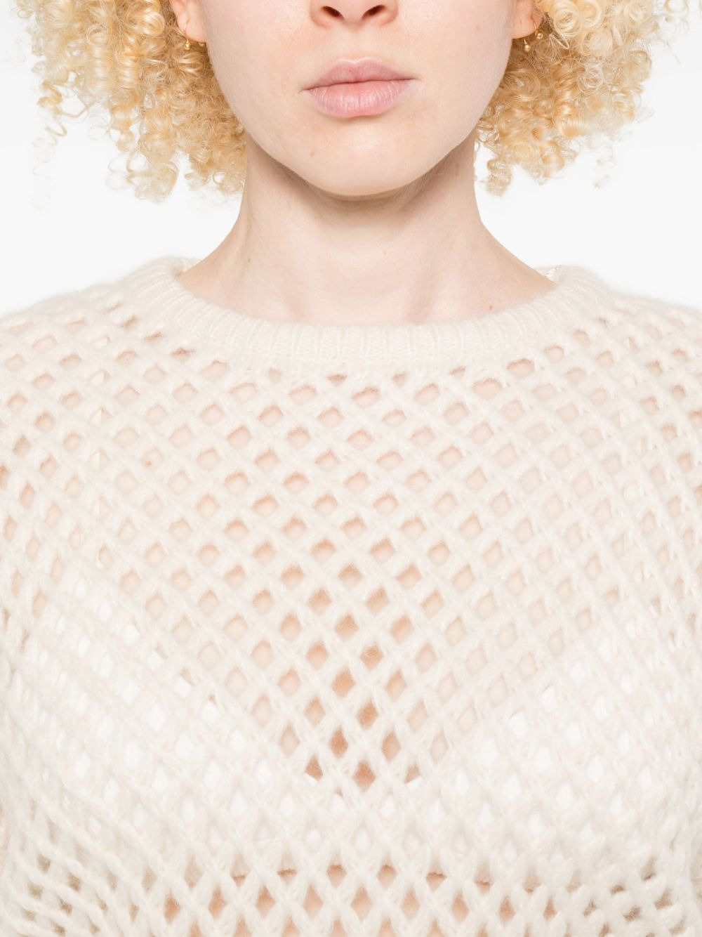 open-knit long-sleeve sweater - 5