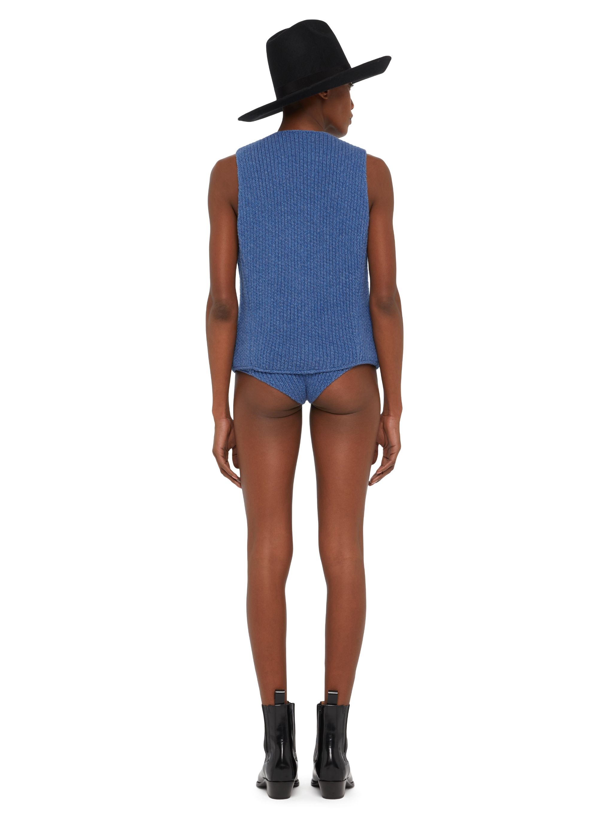 Knitted Ribbed Denim-No-Denim Vest - 6