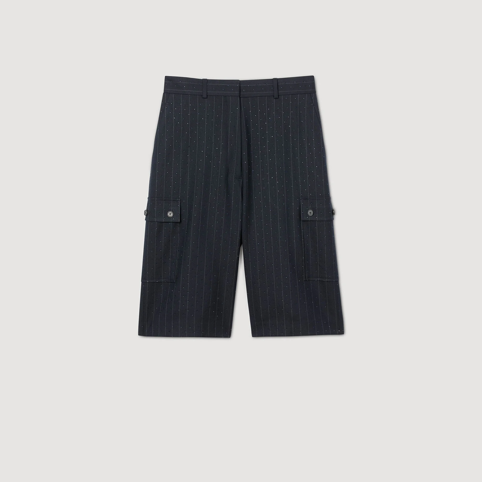 RHINESTONE STRIPED BERMUDA - 1