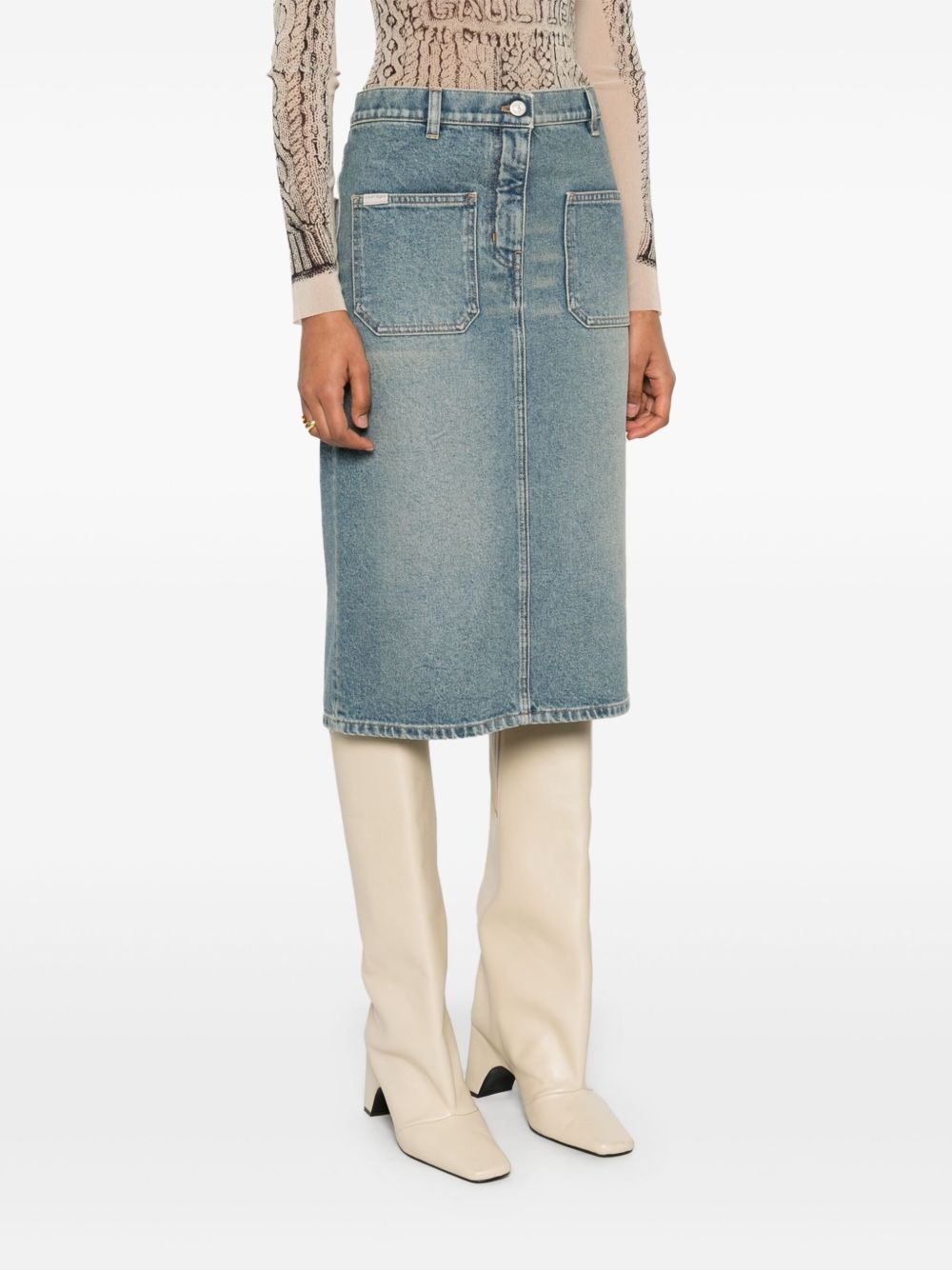 denim midi skirt - 3