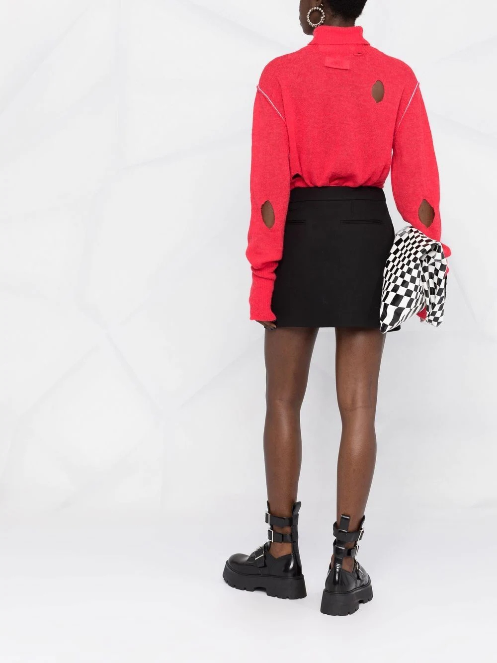 distressed-effect high-neck jumper - 4