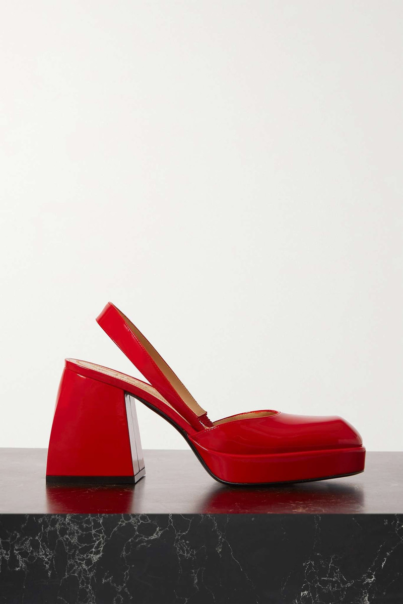 Bulla Jones glossed-leather slingback platform pumps - 1