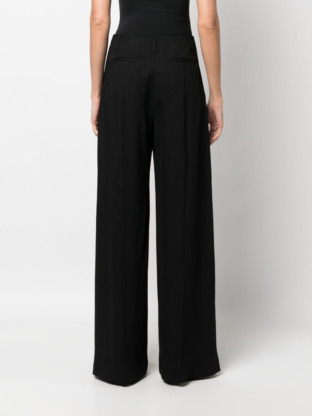 high-waisted wool-cotton palazzo pants - 4