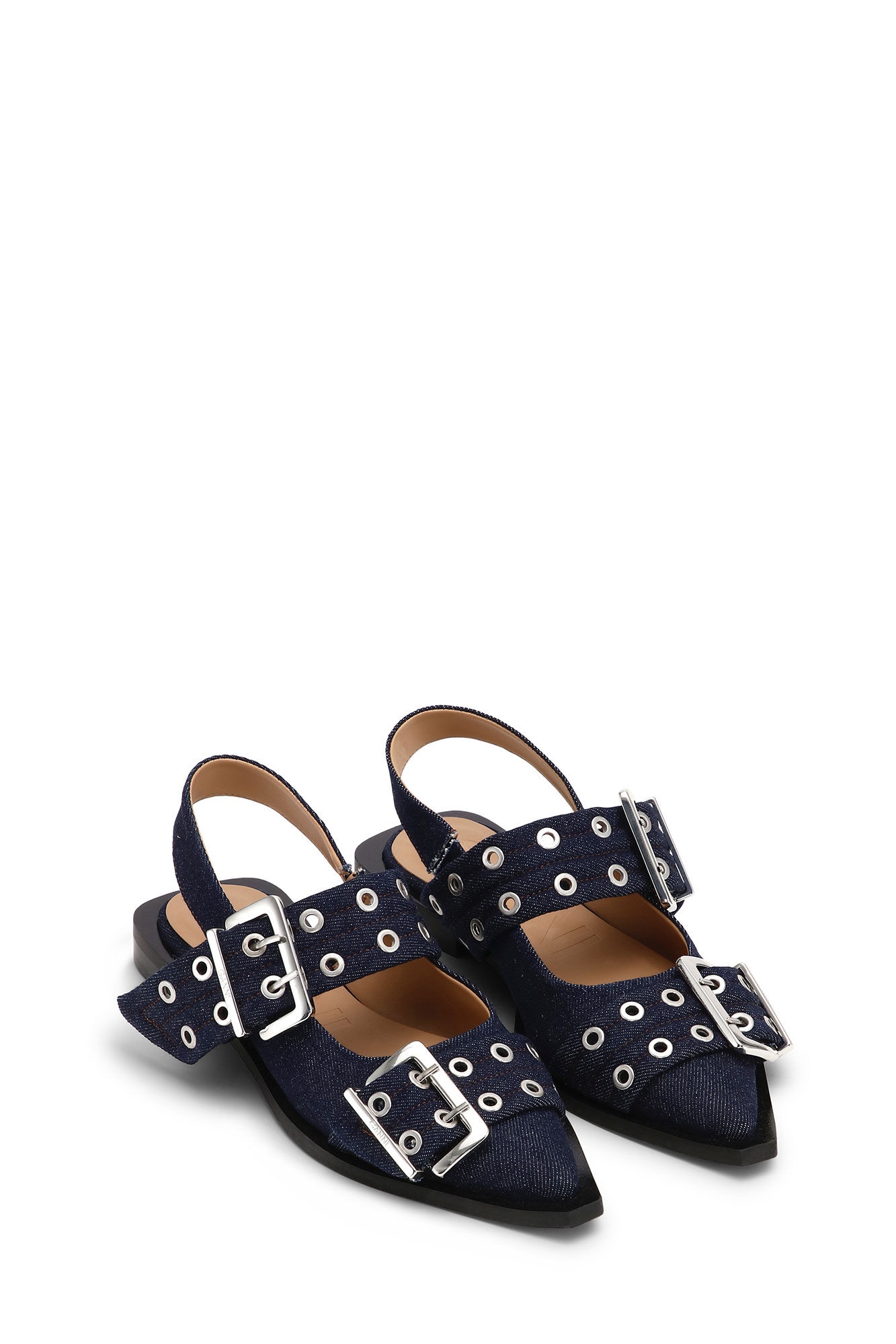 DENIM FEMININE BUCKLE BALLERINAS - 2