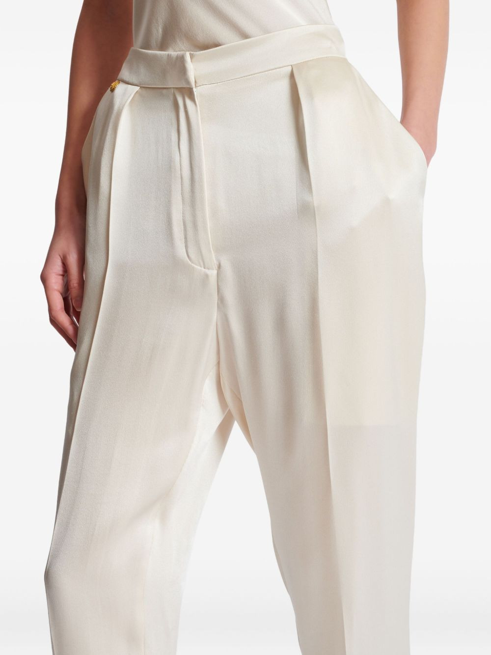high-waisted silk trousers - 6