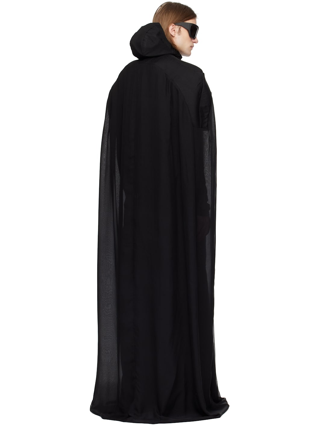 Black Hollywood Pville Cape Long Coat - 3