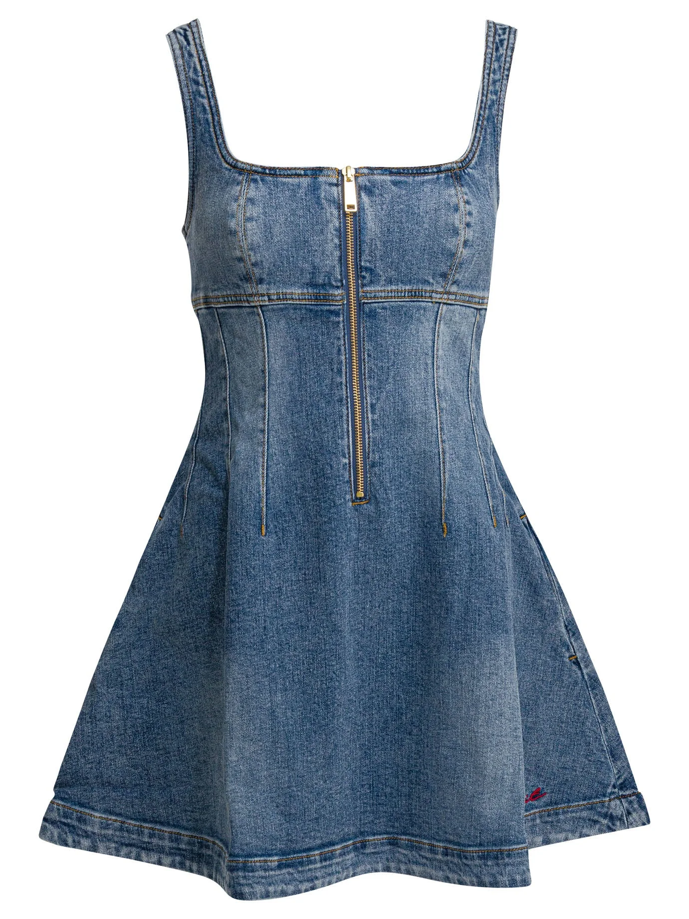 Self-portrait Denim Flared Dress - 1