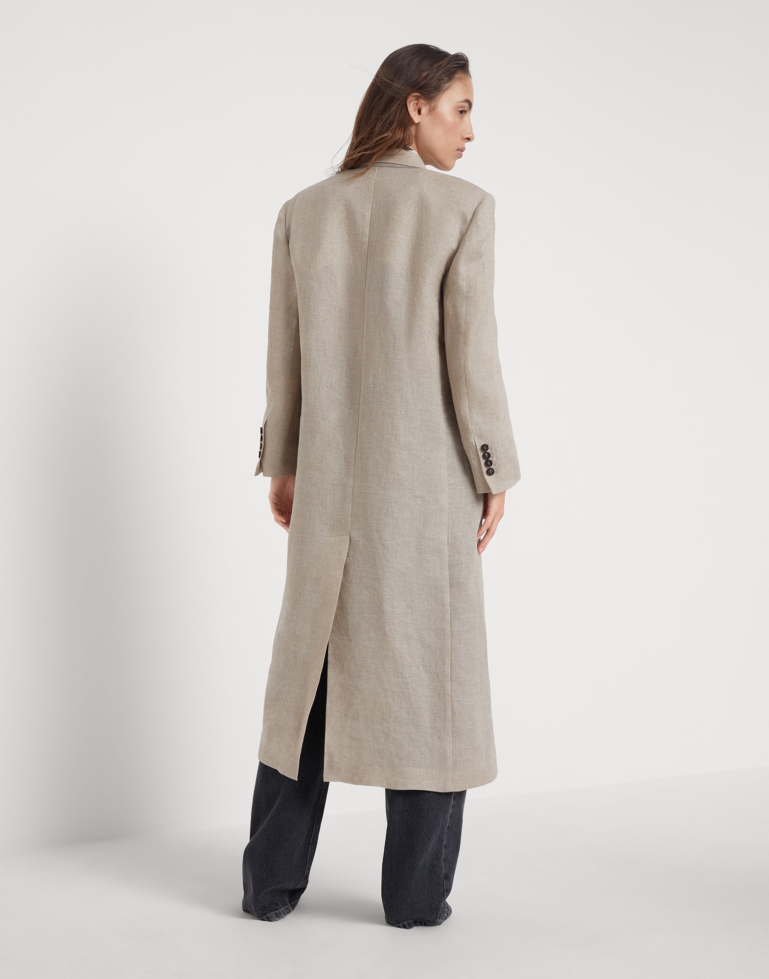 Lightweight linen coat with monili - 2