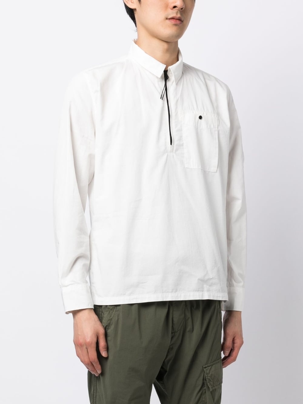 logo-plaque half zip-fastening shirt - 3