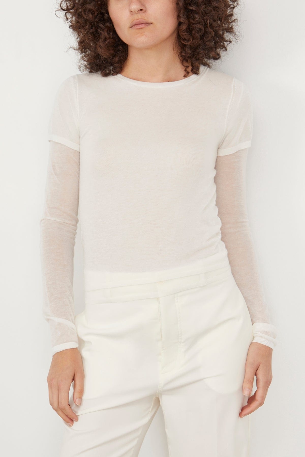 Layered Knit Tee in Talc - 3