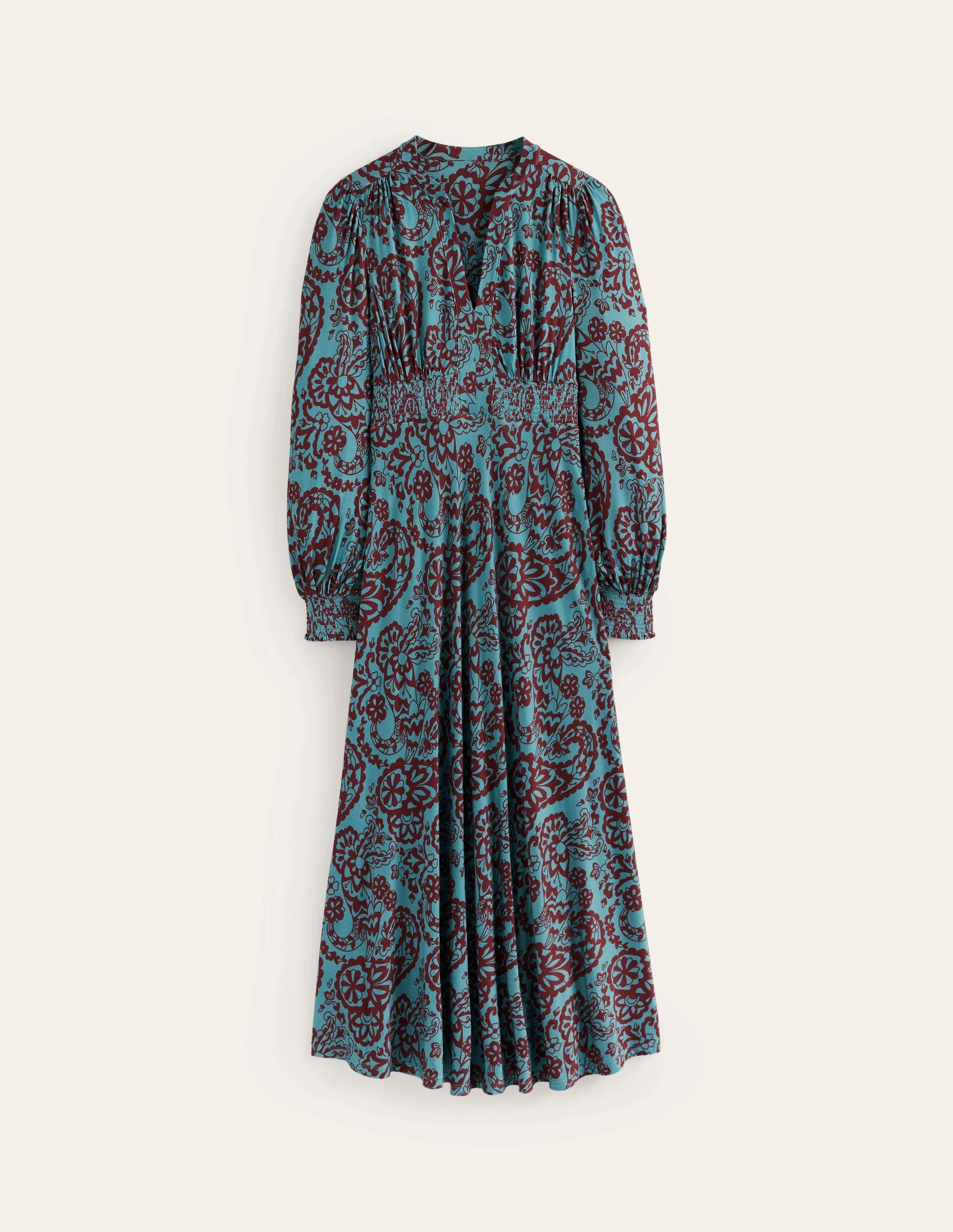 Georgia Jersey Midi Dress-Blue Grass, Paisley Cascade - 1