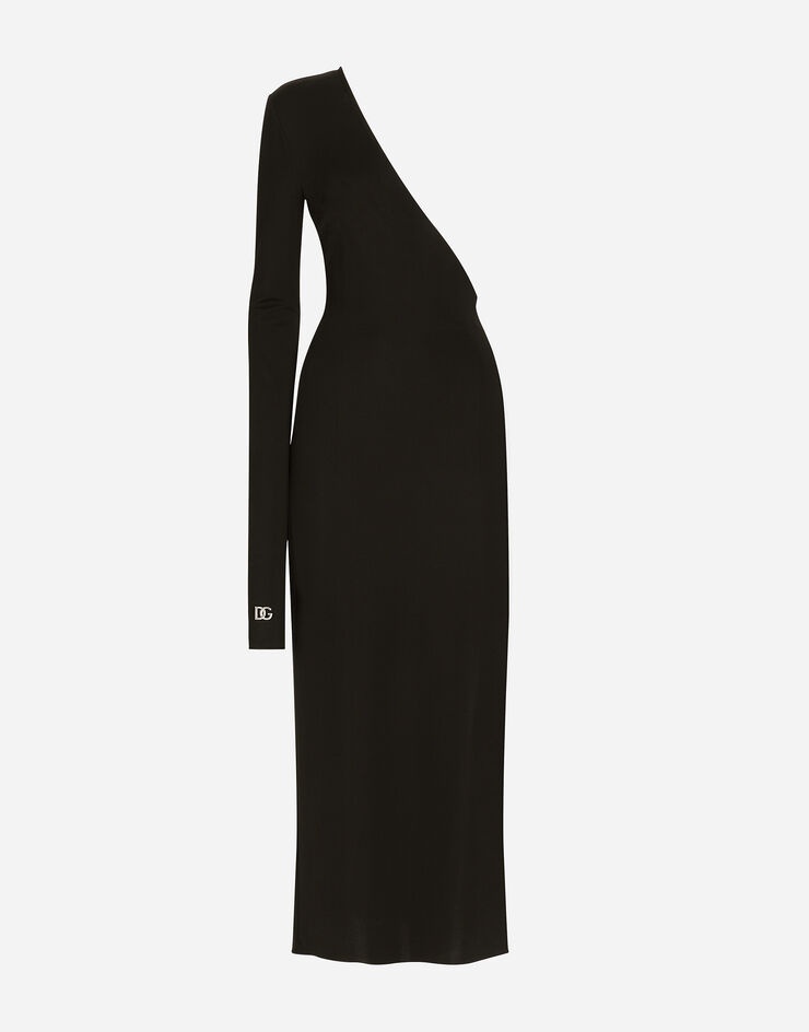 One-shoulder jersey dress with detached sleeve detail - 3