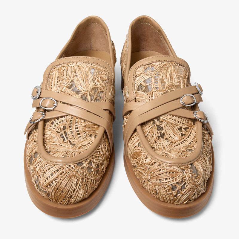 Kalia Loafer Natural Flower Woven Raffia and Calf Leather Loafers 4