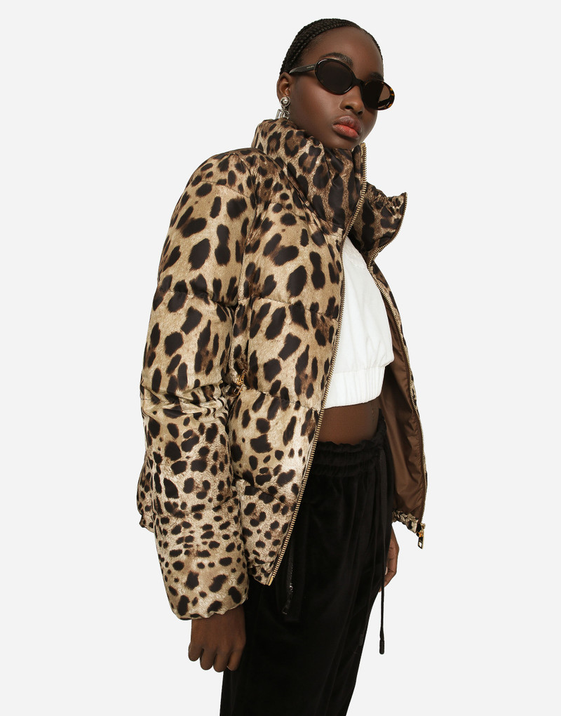 Padded leopard-print nylon jacket 4