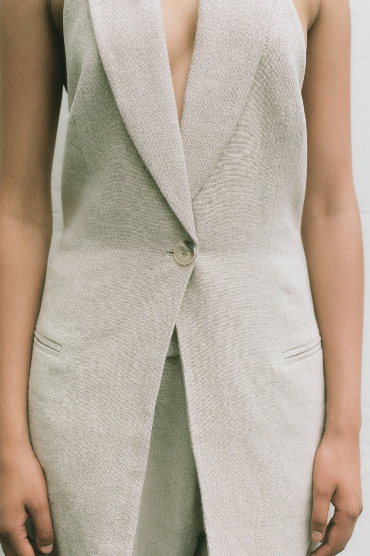 Linen Helm Vest - Natural - 6