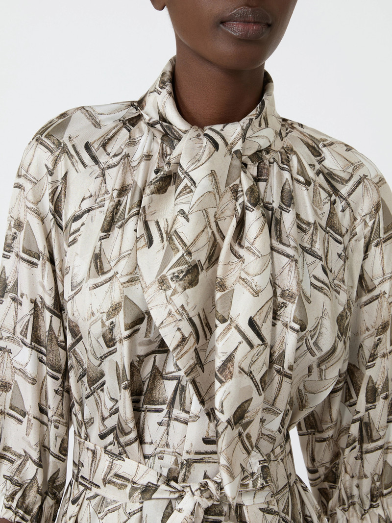 OTTIMO Printed silk dress - STONE 5