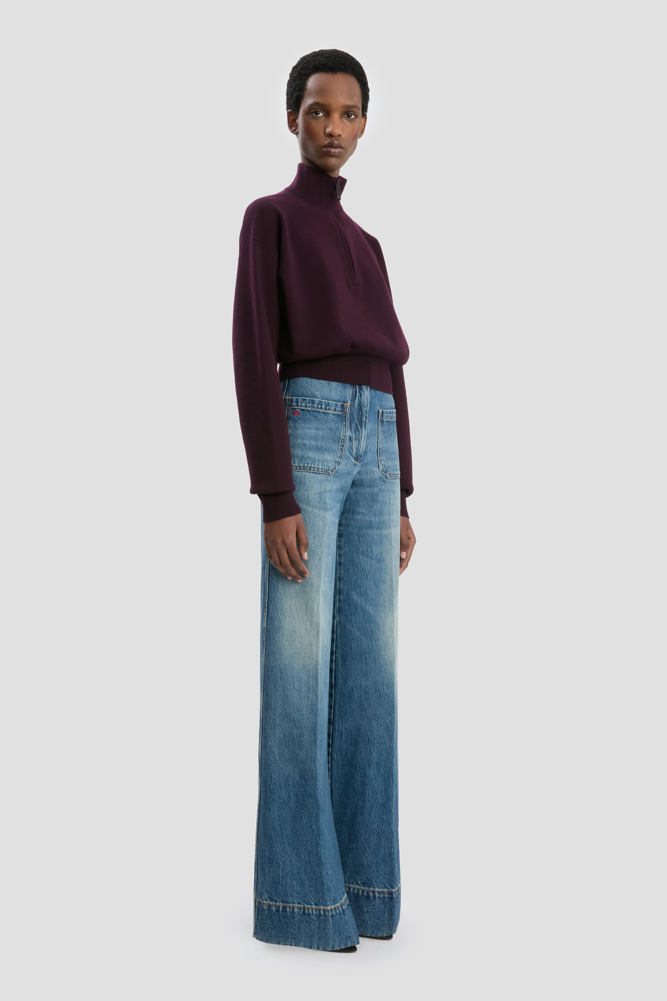 Merino Half-Zip Jumper In Merlot - 3