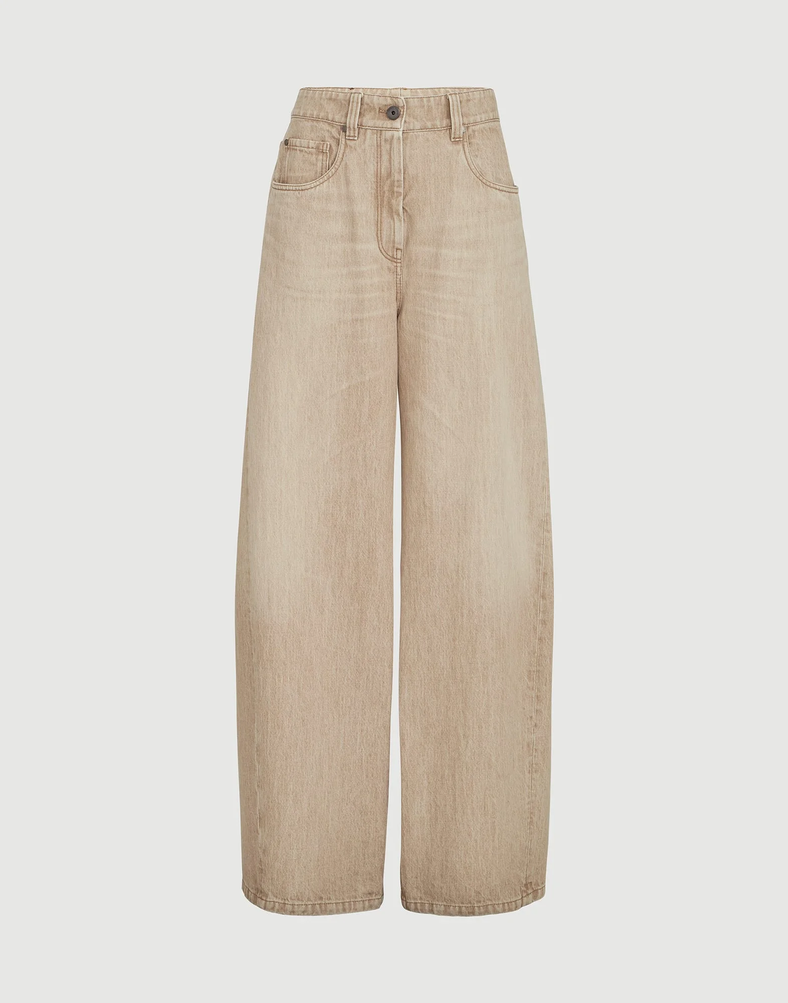Authentic denim wide trousers with monili - 1