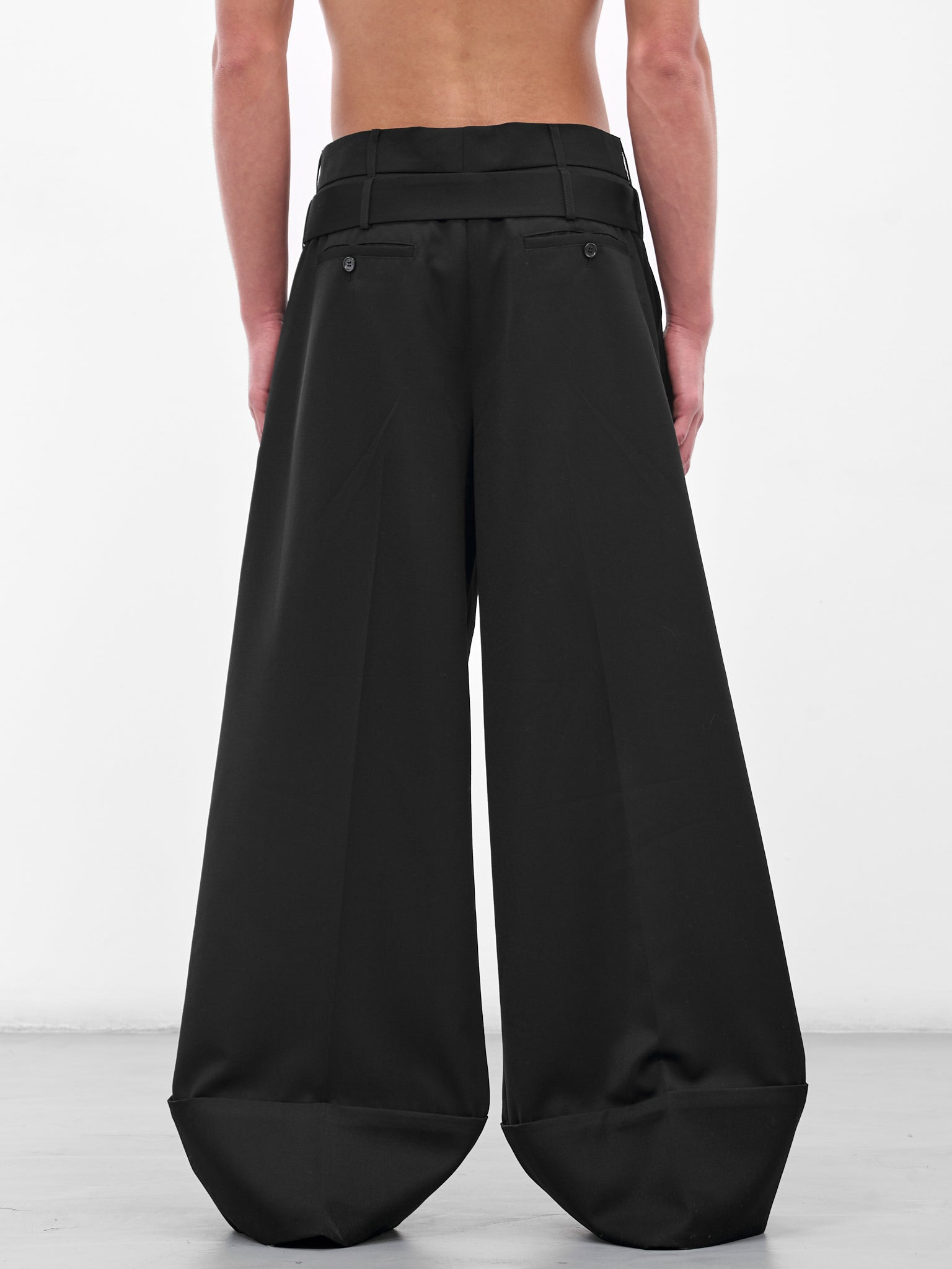 Black Wide Leg Multi Belt Loop Trousers - 3