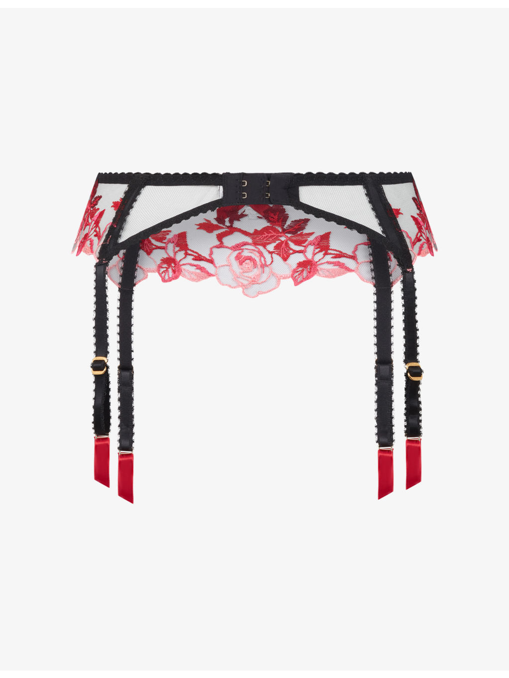 Callypso Floral-Embroidered Mesh Suspender Belt - 2