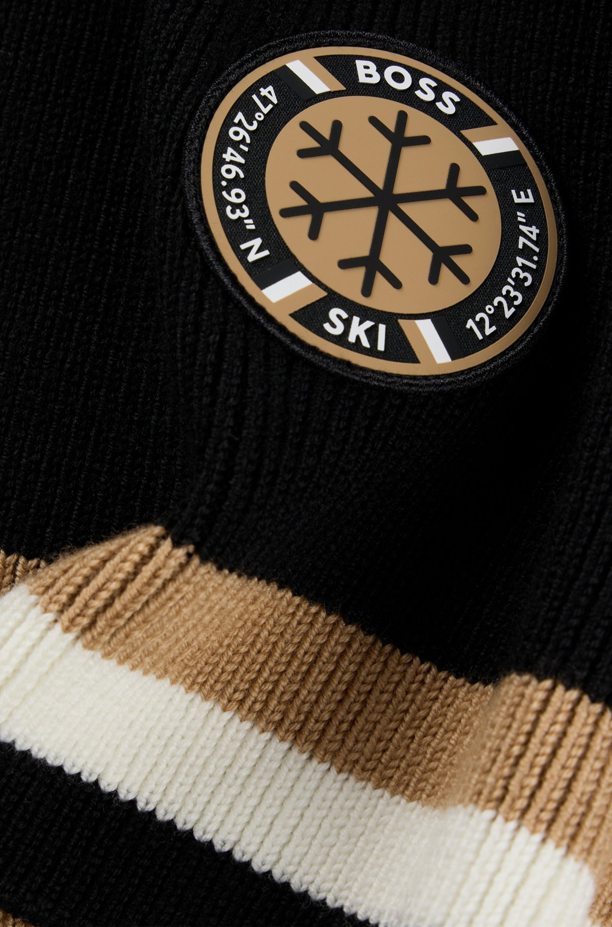 BOSS SKI VIRGIN-WOOL SCARF WITH LOGO BADGE - 4