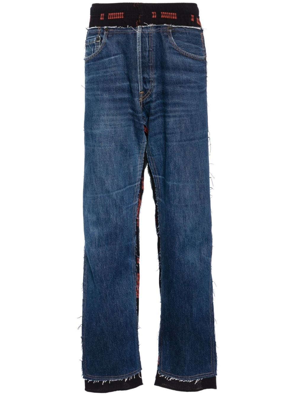 contrast-panel straight-leg jeans - 1
