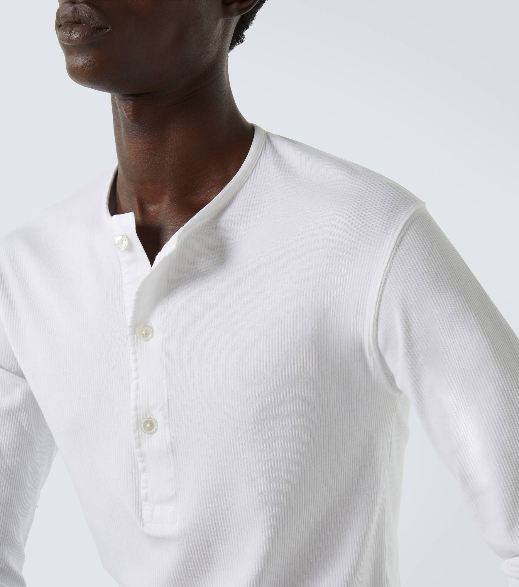Cotton-blend Henley shirt - 5