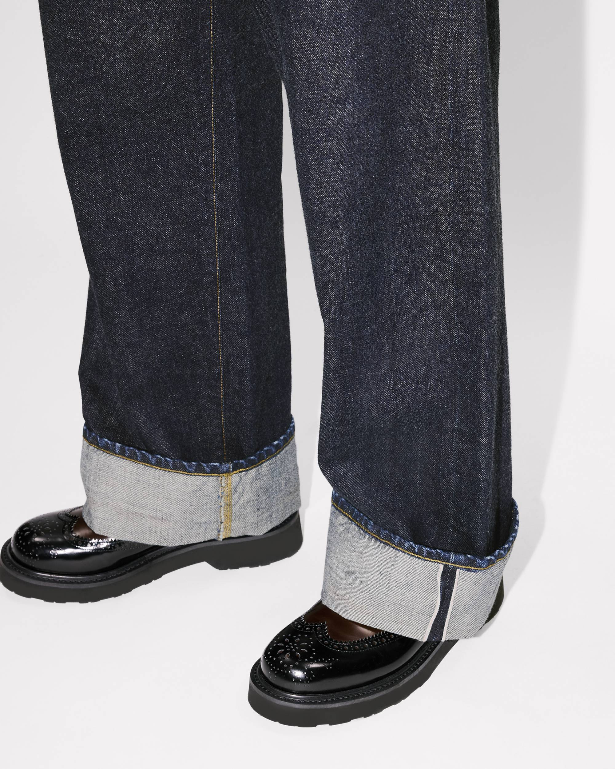 Turn up wide fit jeans in Japanese denim - 8