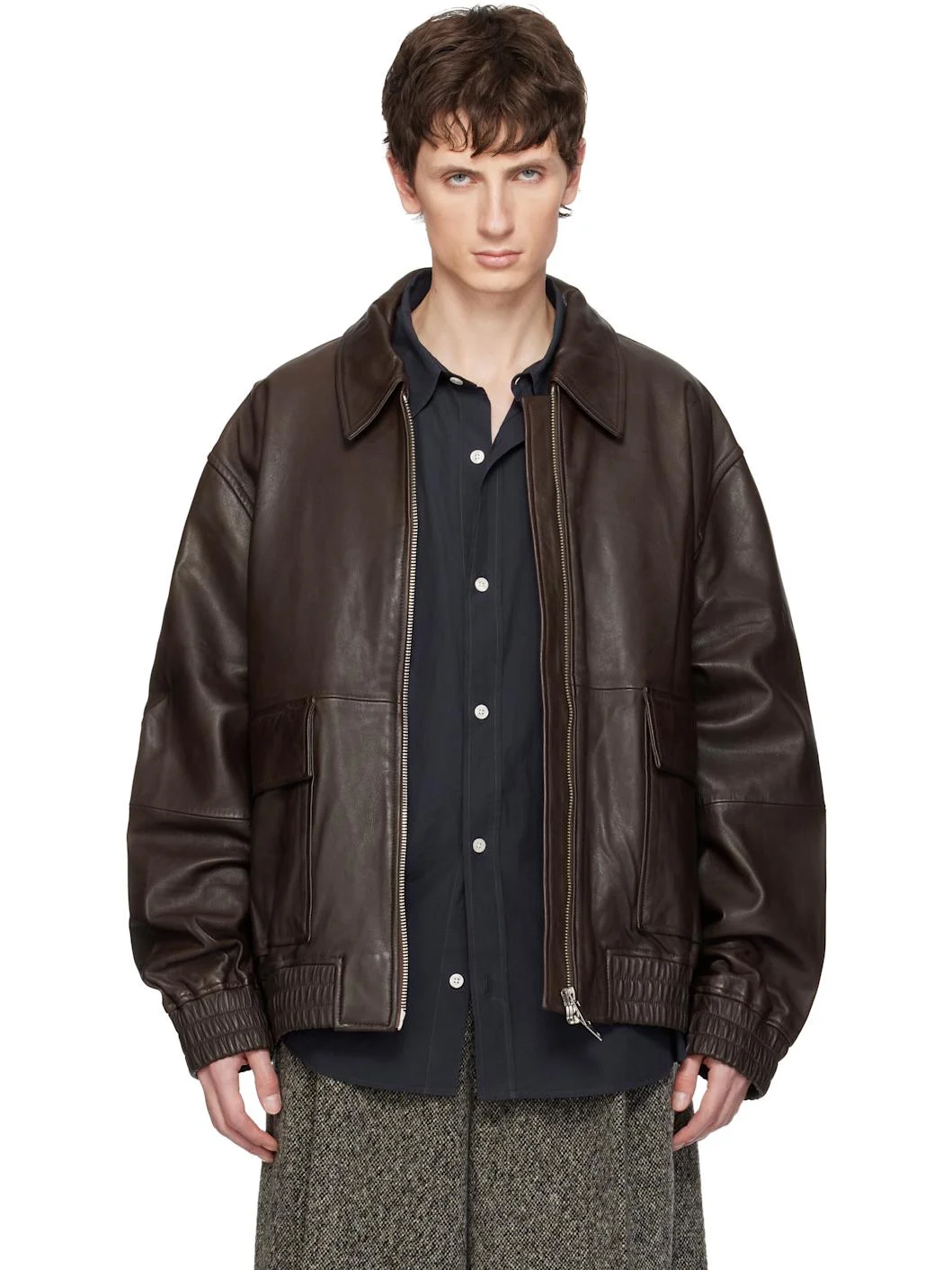 Brown Piston Leather Jacket - 1