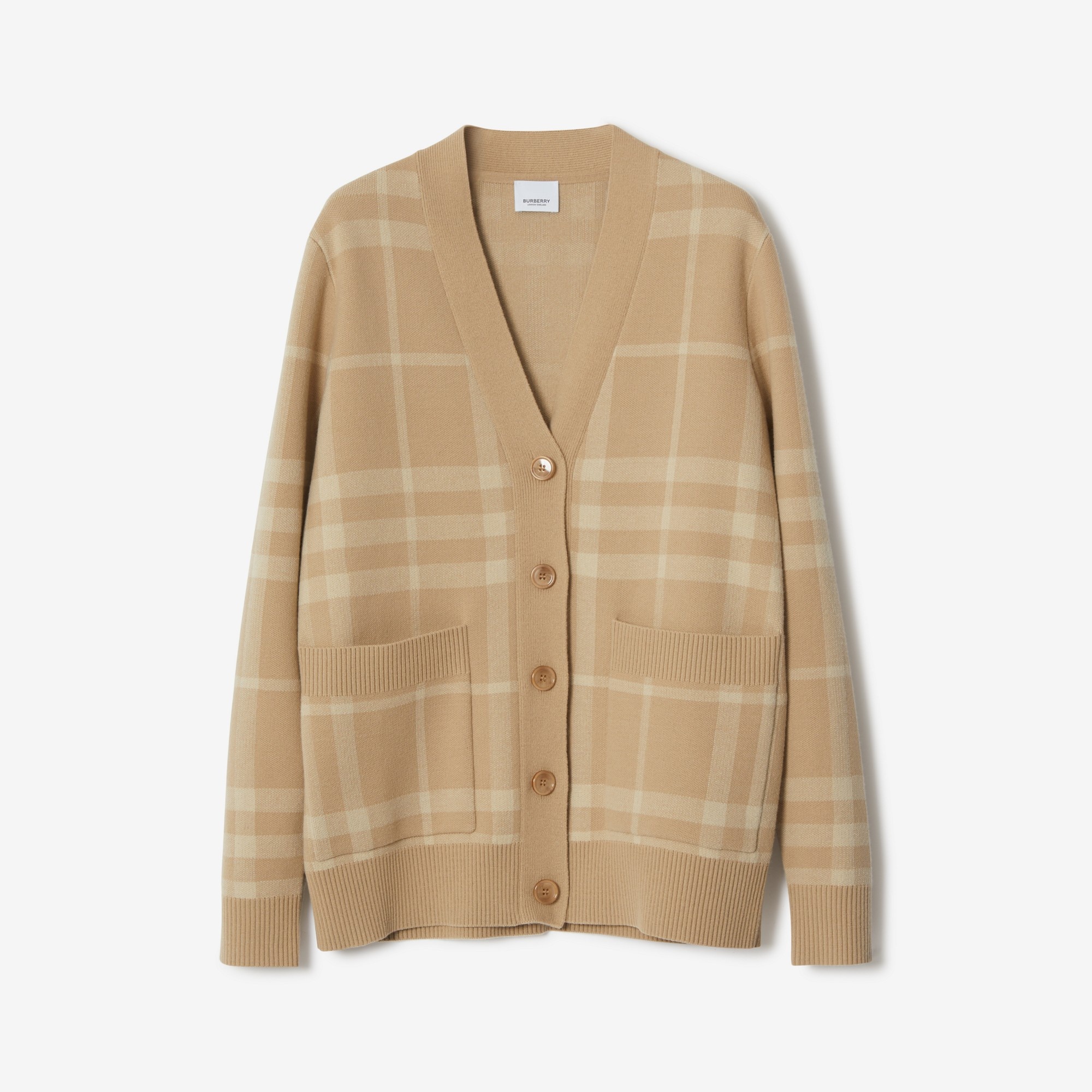 Check Wool Cashmere Jacquard Cardigan - 1