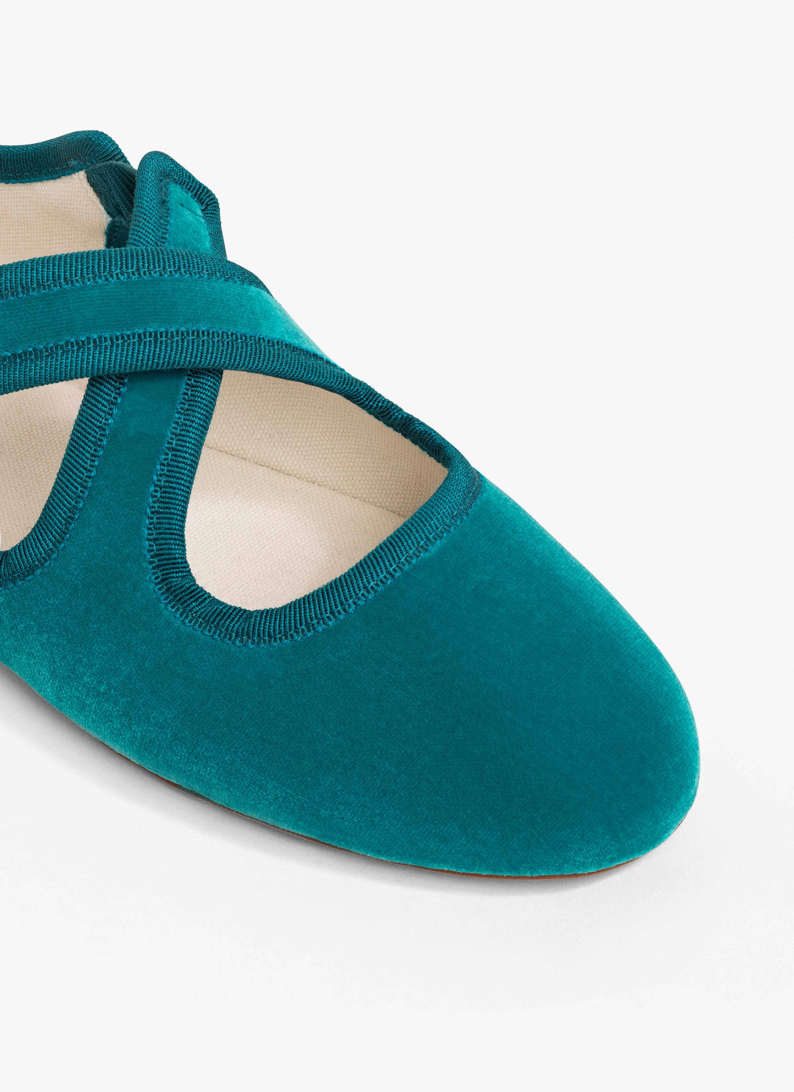CRISS CROSS BALLET FLATS IN VELVET - 4