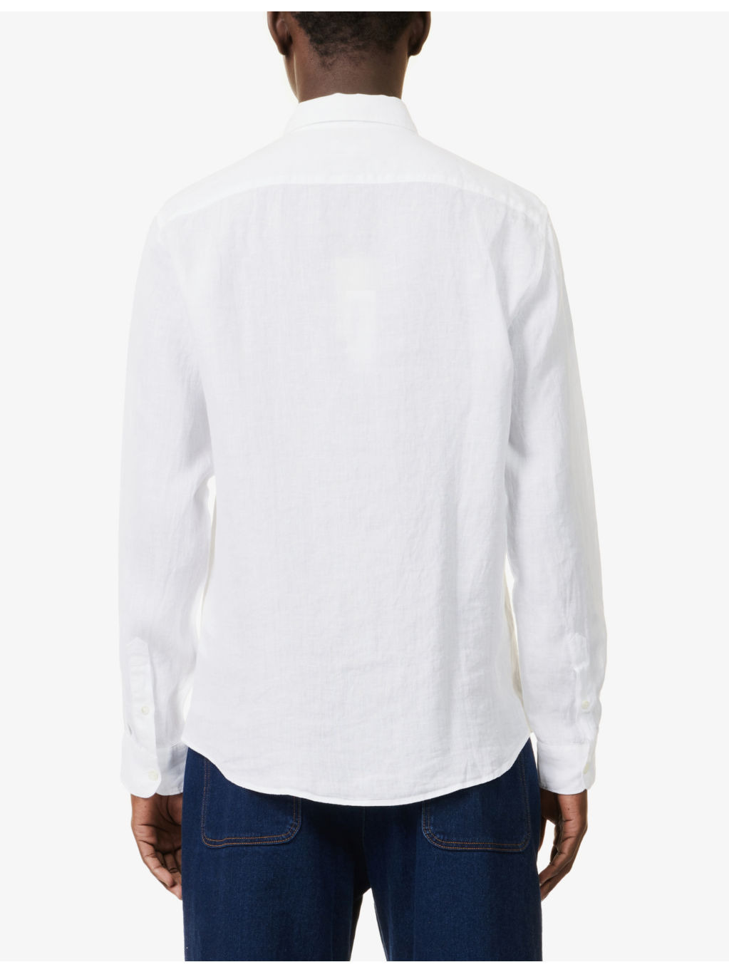 Spread-Collar Long-Sleeve Linen Shirt - 4