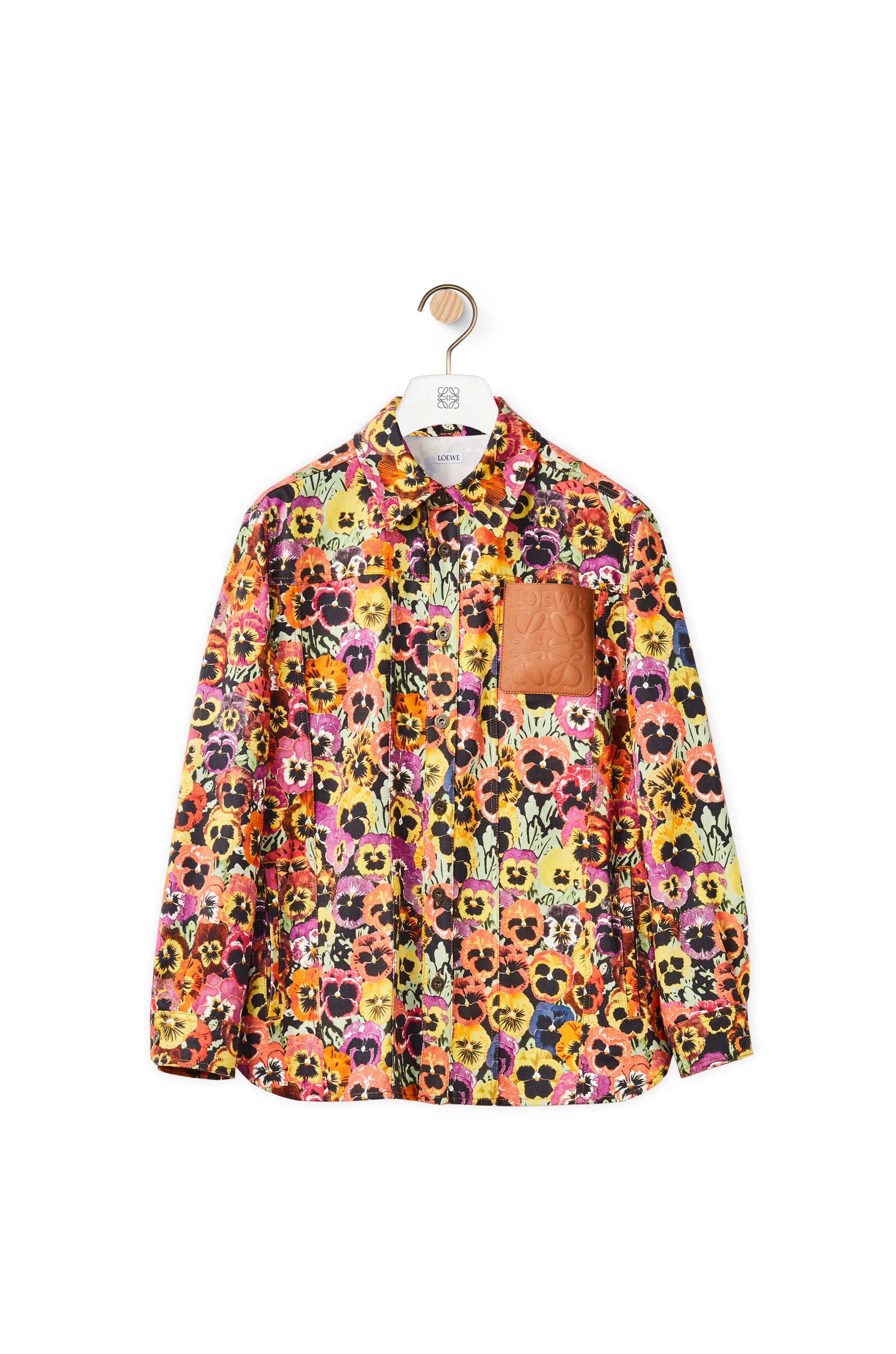 Pansies all over print shirt in cotton - 1