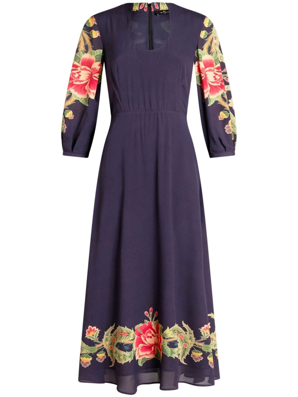 floral-print crepe-de-chine dress - 1