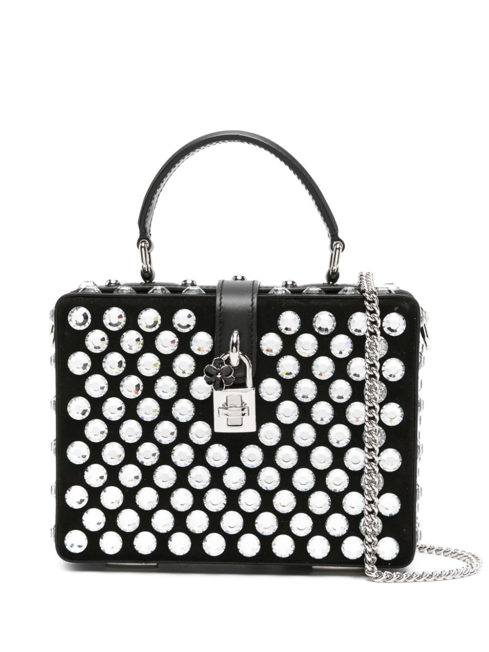 Box crystal-embellished leather bag - 1