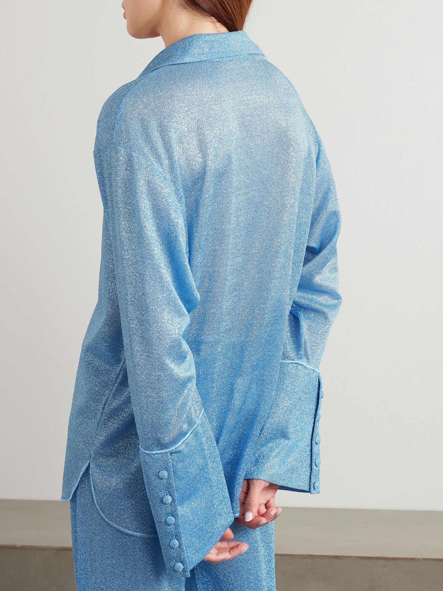 Lumière metallic stretch-knit shirt Light blue - 3