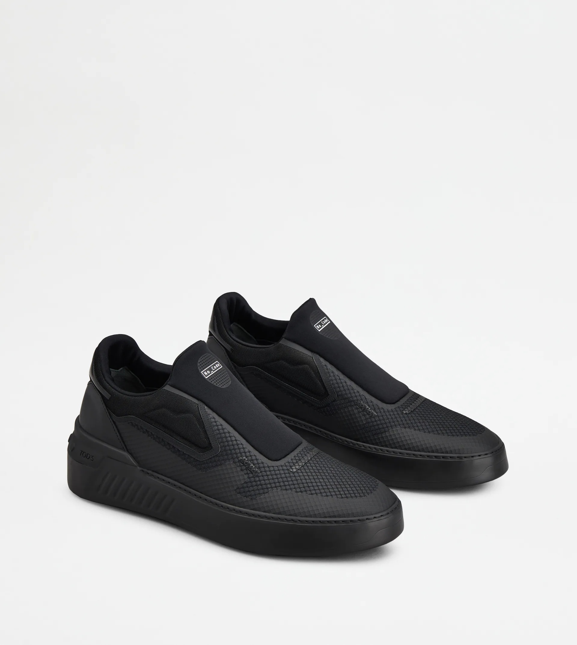 NO_CODE X SLIP-ON SHOES IN TECHNICAL FABRIC AND LEATHER - BLACK - 3